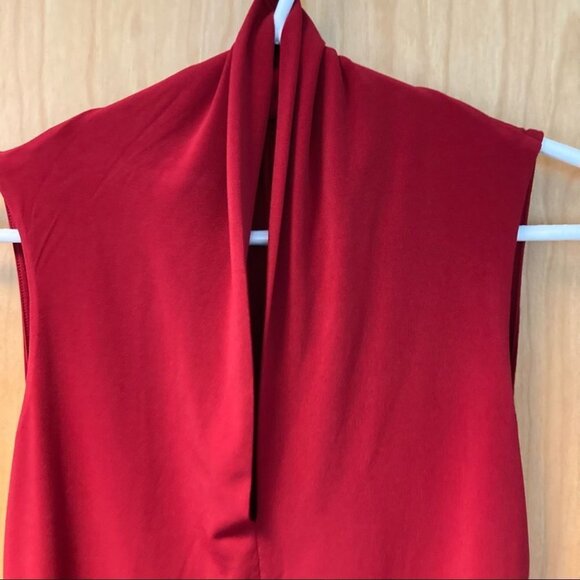 GRACE Sz M Red Sleeveless High Low  V-Neck Tunic Top - Picture 2 of 4